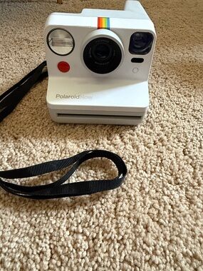 Polaroid White Instant Camera with Rainbow Stripe